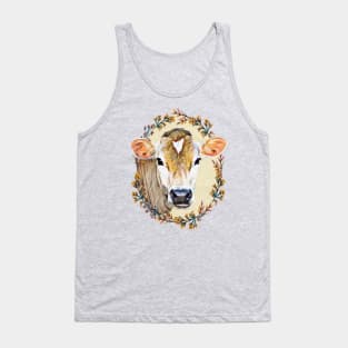 Cow - Floral Tank Top